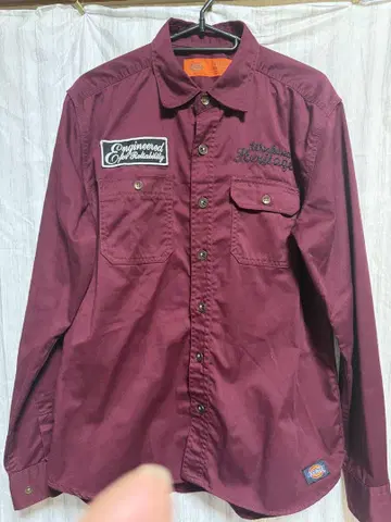 DICKIES 버건디 긴팔 셔츠 L