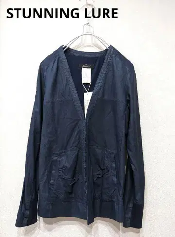 [ 택 포함 ] STUNNING LURE 네이비 노카라 자켓 가죽