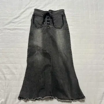 SHAGGIE 블랙 데님 롱 스커트