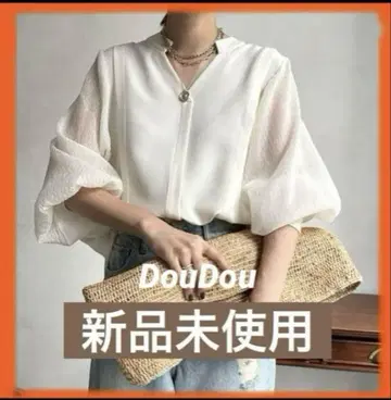 [ 미사용 새상품 ] DouDou 드두 시어 블라우스 화이트 긴팔 완판템