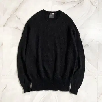 A17660 ATON 알파카 샤기 크루넥 풀오버 블랙04