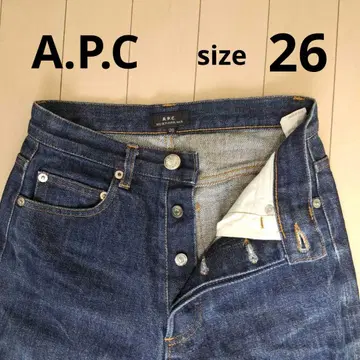 레어 A.P.C 아페쎄 데님 셀비지 버튼 플라이 빨간색 귀 구형 택