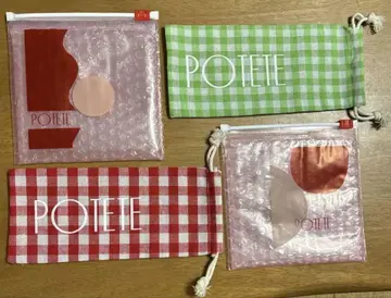 POTETE 체크 무늬 파우치 세트