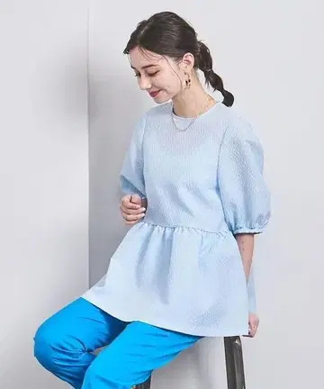 UNITEDARROWS 자카드 페플럼 블라우스