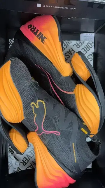 Puma Nitro 도지볼 신발 블랙/오렌지/핑크 25