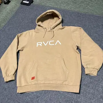 RVCA 베이지 후드 부착 후드티