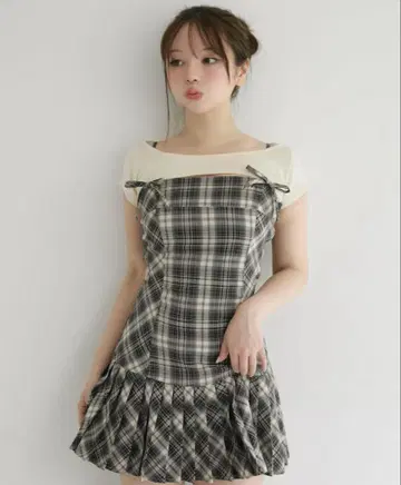 andmary Karen check mini dress beige S