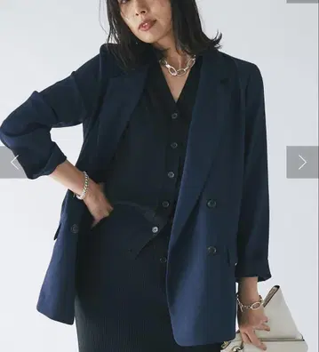 리브 드와 린넨 라이크 라이트 테일러드 자켓 네이비