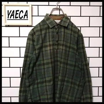 [ YAECA ] 구제 의류 긴팔 피케 셔츠 체크 일본제 레어 디자인