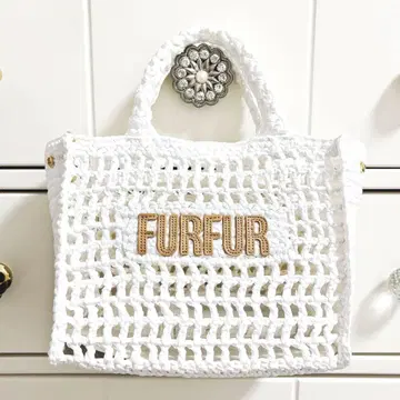 FURFUR 라피아 로고 토트백 바스켓백