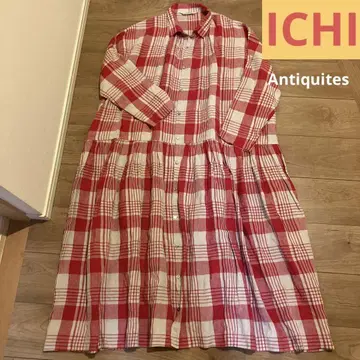 ICHI Antiquites 이치 앤티크 셔츠 원피스 린넨 체크
