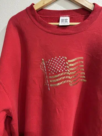 USA 구제 의류 Russell Athletic 미국 국기 스터드 맨투맨