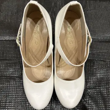 브라이덜 신발 화이트 스트랩 12cm 힐 사이즈 24cm