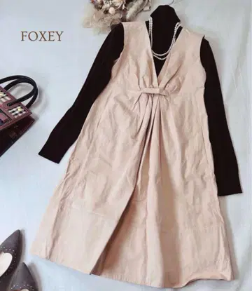 FOXEY 폭시 원피스 40 베이지 무릎 기장 포멀