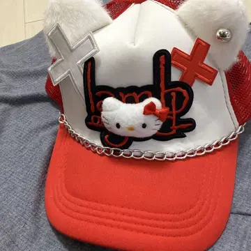 키티 빨간색 메쉬 캡