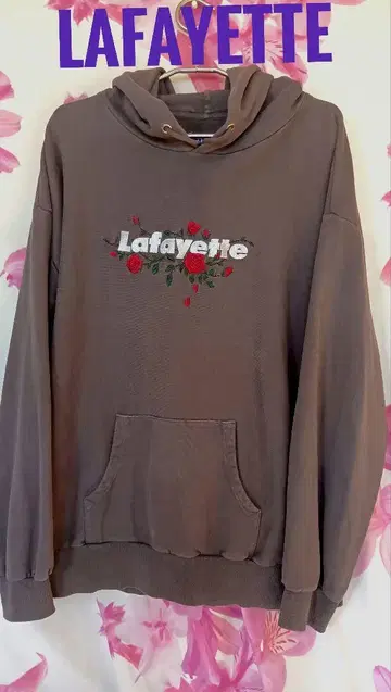Lafayette 로고 장미 자수 후드티 XL