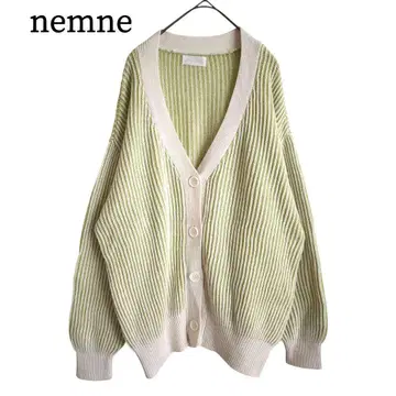 2488 새상품급 nemne 스트라이프 배색 니트 가디건 F