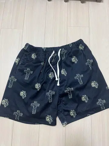 DARC SPORTS 네이비 십자가 라이온 프린트 숏팬츠