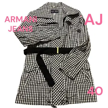 [새상품급] ARMANI JEANS 체크 무늬 트렌치코트 40