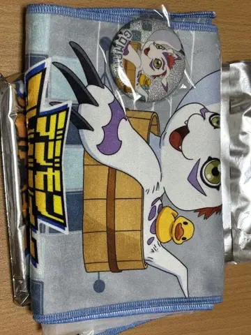 디지몬 어드벤처 극락탕 콜라보 키도 죠 & 고마몬 타월 캔뱃지