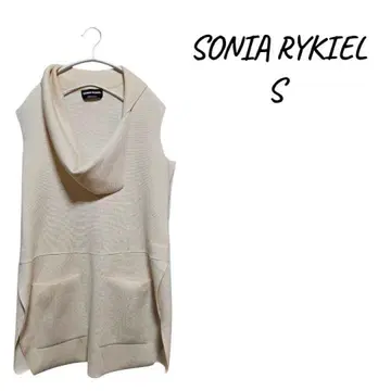 [ 새상품급 ] SONIA RYKIEL 후드 부착 슬리브리스 화이트 S