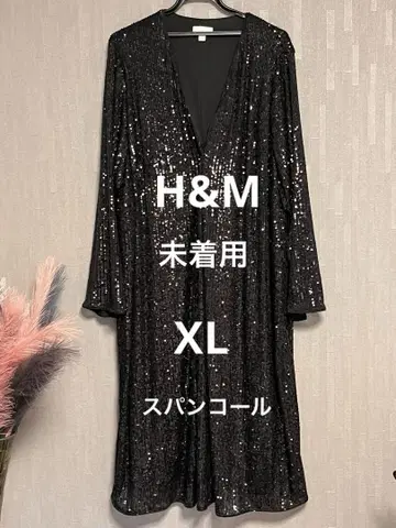 H&M 스팽글 블랙 원피스 V넥 미착용 XL
