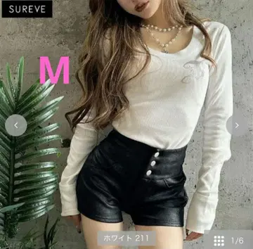 아베일 Shoko 리브 풀오버 SUREVE 긴팔 T셔츠 화이트 M
