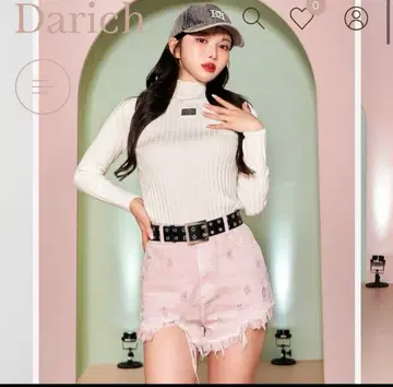 darich 플레이트 칼라 리브 니트탑 화이트