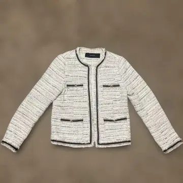 ZARA BASIC 노카라 자켓 XS 화이트 블랙