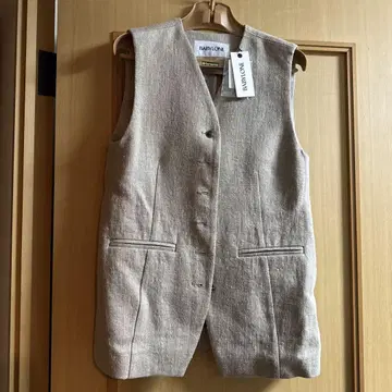 베이지 마 소재 베스트 사이즈 F