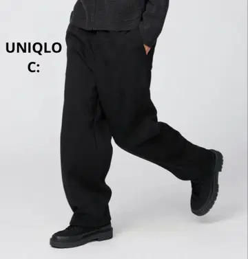 [ UNIQLO:C ] 맨투맨 와이드 팬츠 블랙 M
