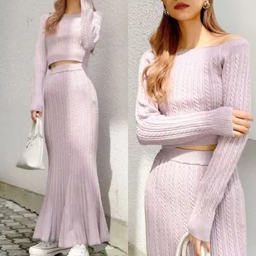 [ 폐점 SALE ] GYDA | 제이다 | 케이블 니트 셋업