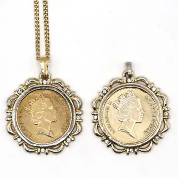 엘리자베스 2세 1988년 1페니 펜던트 목걸이 세트 빈티지
