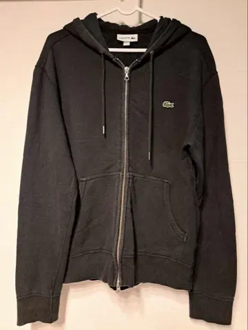 LACOSTE 블랙 후드 부착 후드티 S