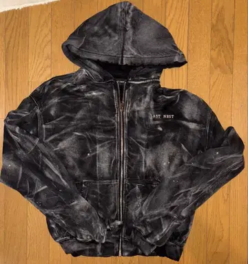 LAST NEST - WASHED HOODIE/지퍼 후드티/BLACK