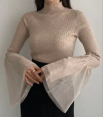 [ Louere / 루엘 ] 튤 슬리브 니트