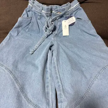 SM2 데님/트윌 절개 와이드 팬츠 [ M ] 색스 블루