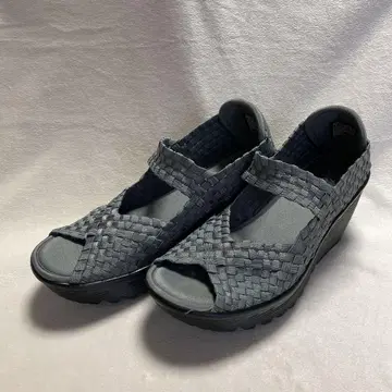 Skechers 그레이 뜨개질 웨지 샌들 통굽