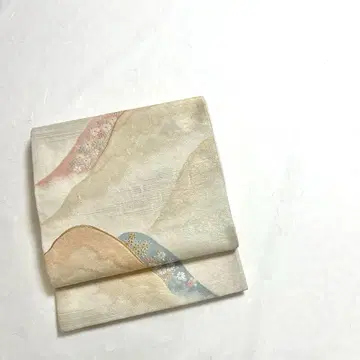 후쿠로 오비 명철 대내 소매 문 원산에 꽃무늬 금은사 미색 PO-3329