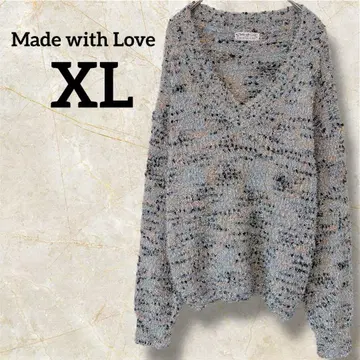 Made with Love [ XL ] V넥 긴팔 스웨터 멀티 컬러
