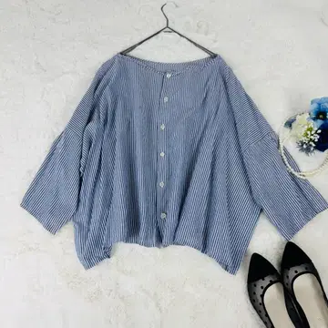 GALERIE VIE 스트라이프 2way 셔츠 풀오버 넉넉한