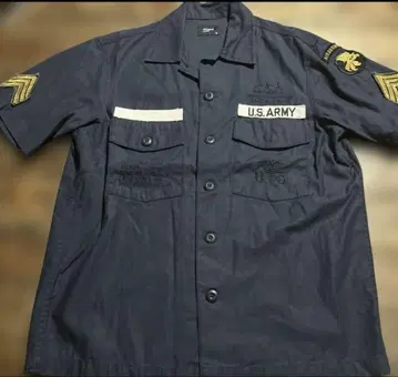 U.S. ARMY 밀리터리 반팔 워크 셔츠 다크 블루 M 사이즈