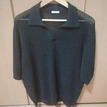 블랙 메쉬 편직 반팔 피케 셔츠 물려받은 것