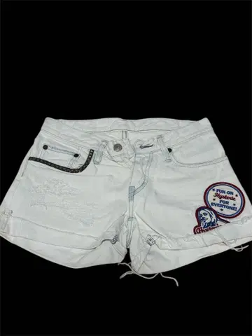 HYSTERIC GLAMOUR 컷팅 화이트 숏팬츠 XXS