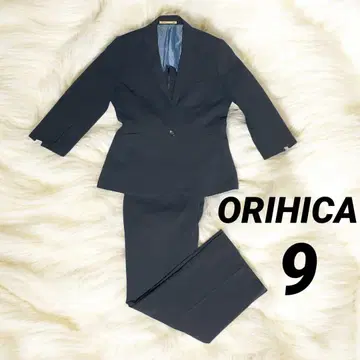 ORIHICA 워셔블 팬츠 수트 셋업 네이비 스트라이프 7부 소매 9호
