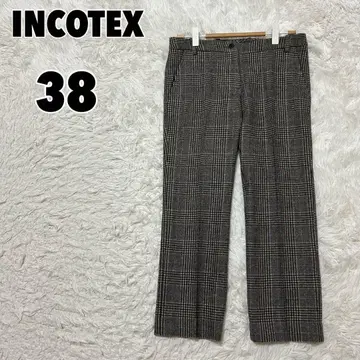 INCOTEX 인코텍스 체크 무늬 센터 프레스 팬츠 모 100%