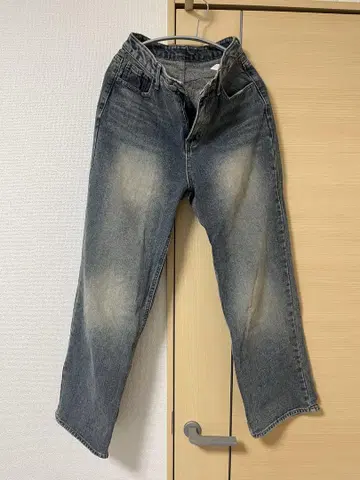 DEEP 데님 블루 하이웨스트 스트레이트 S