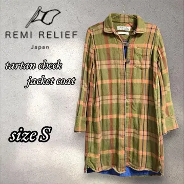 레어! REMI RELIEF 타탄 체크 올 패턴 플라이 프론트 자켓 코트