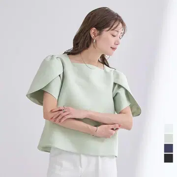 urs 스퀘어넥 튤립 슬리브 탑 블라우스 유어즈