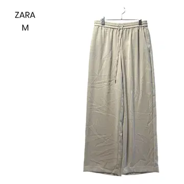 [ ZARA ] 팬츠 M 와이드 팬츠 베이지 드레이프감 소재 a0987